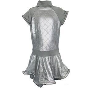 Algy Dance Costume Girls L Silver Dress Boot Top Ballet Jazz Hip Hop 3 pc